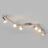 Lindby plafondlamp Marena, 6-lamps, glas, hout, 180 cm lang