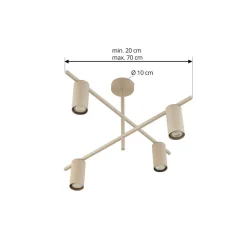 Lindby plafondlamp Marilou, zandzwart, 4-lamps, Ø 70cm