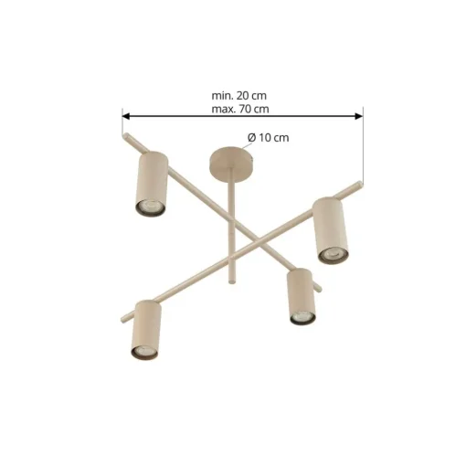 Lindby plafondlamp Marilou, zandzwart, 4-lamps, Ø 70cm
