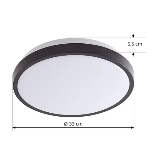 Lindby plafondlamp Medon Ø 29 cm zwart kunststof IP44