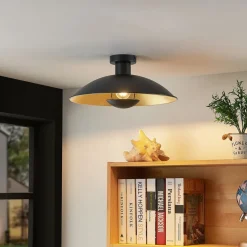 Lindby plafondlamp Narisara, Ø 40 cm, E27, zwart-goud