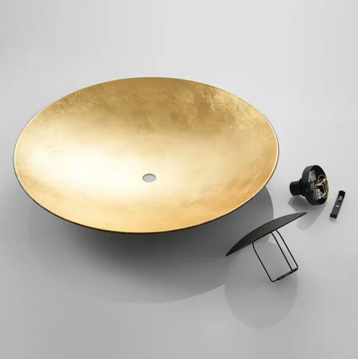 Lindby plafondlamp Narisara, Ø 80 cm, E27, zwart-goud