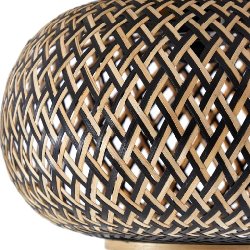 Lindby plafondlamp Nerys, zwart, bamboe, Ø 38 cm