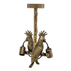 Lindby plafondlamp Nirvathia, papegaaien, messingkleurig