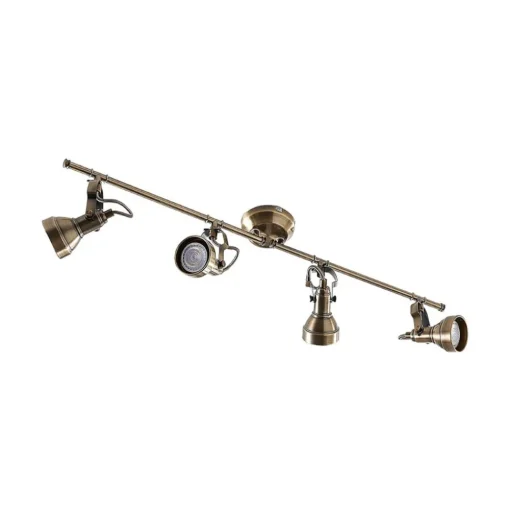 Lindby plafondlamp Perseas, 78 cm, 4-lamps, antiek messing, GU10
