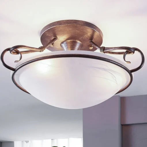 Lindby plafondlamp Rando, zilver antiek, glas, Ø 50 cm, E27