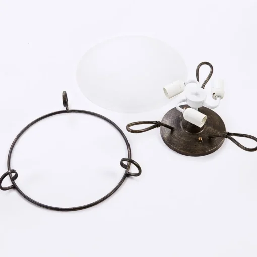 Lindby plafondlamp Rando, zilver antiek, glas, Ø 50 cm, E27