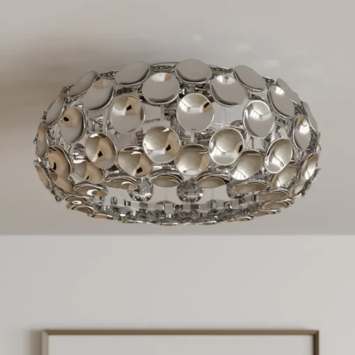 Lindby plafondlamp Reza, Ø 48 cm, chroomkleurig, E14