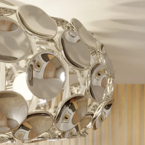 Lindby plafondlamp Reza, Ø 48 cm, chroomkleurig, E14