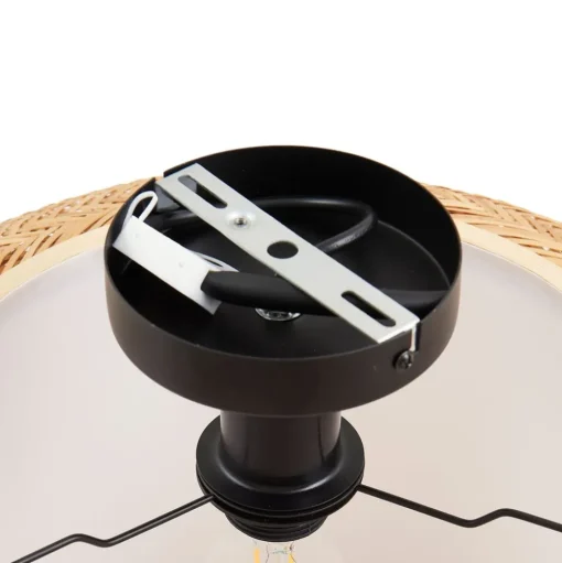 Lindby plafondlamp Romaine, bamboe, naturel/wit, Ø 50 cm