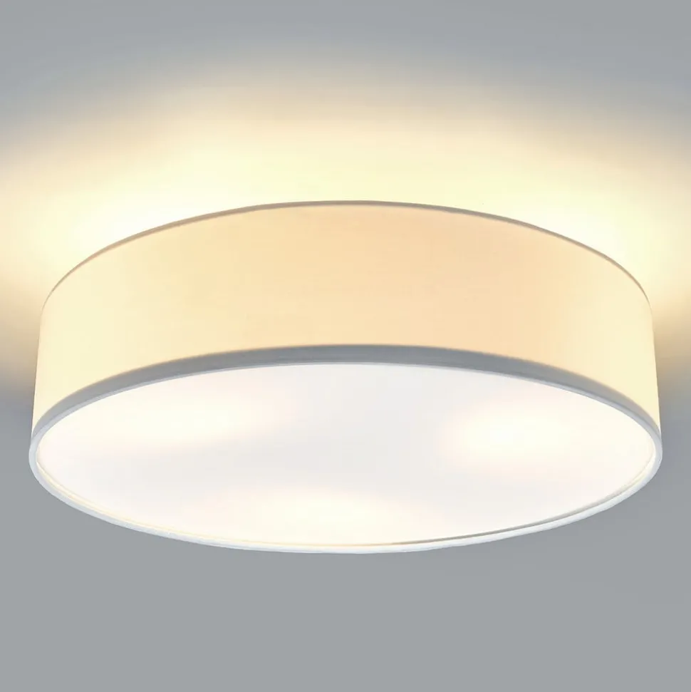 Lindby plafondlamp Sebatin, Ø 50 cm, beige, stof, E27
