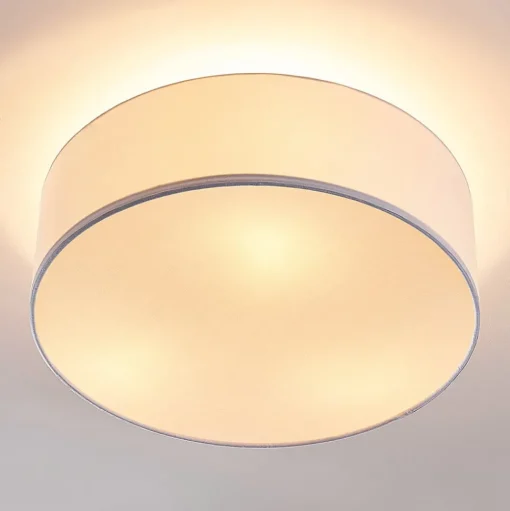 Lindby plafondlamp Sebatin, Ø 40 cm, wit, stof, E27