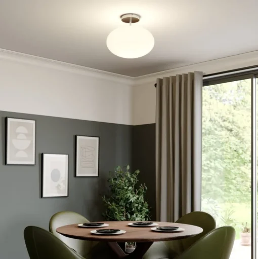 Lindby plafondlamp Sonika, Ø 40 cm, nikkelkleurig, glas, E27