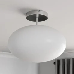 Lindby plafondlamp Sonika, Ø 40 cm, nikkelkleurig, glas, E27