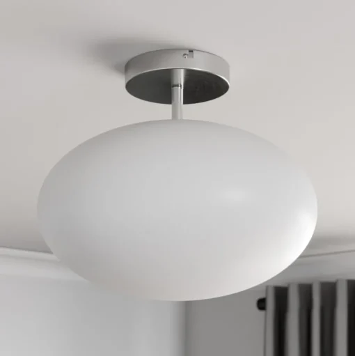 Lindby plafondlamp Sonika, Ø 40 cm, nikkelkleurig, glas, E27