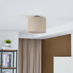 Lindby plafondlamp Soula, Ø 26 cm, beige, kunststof, E27