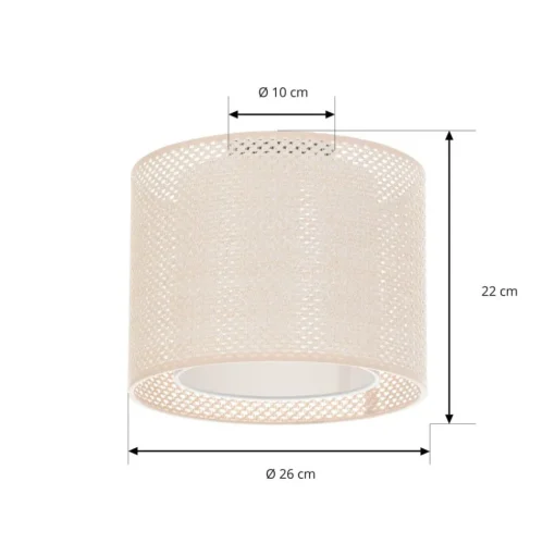 Lindby plafondlamp Soula, Ø 26 cm, beige, kunststof, E27