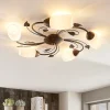 Lindby plafondlamp Stefania, 5-lamps, zwart/goud, Ø58cm