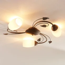 Lindby plafondlamp Stefania, 3-lamps, Ø 46 cm, zwart/goud