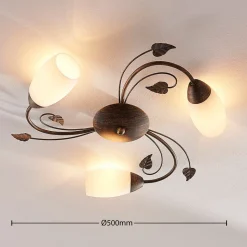 Lindby plafondlamp Stefania, 3-lamps, Ø 46 cm, zwart/goud