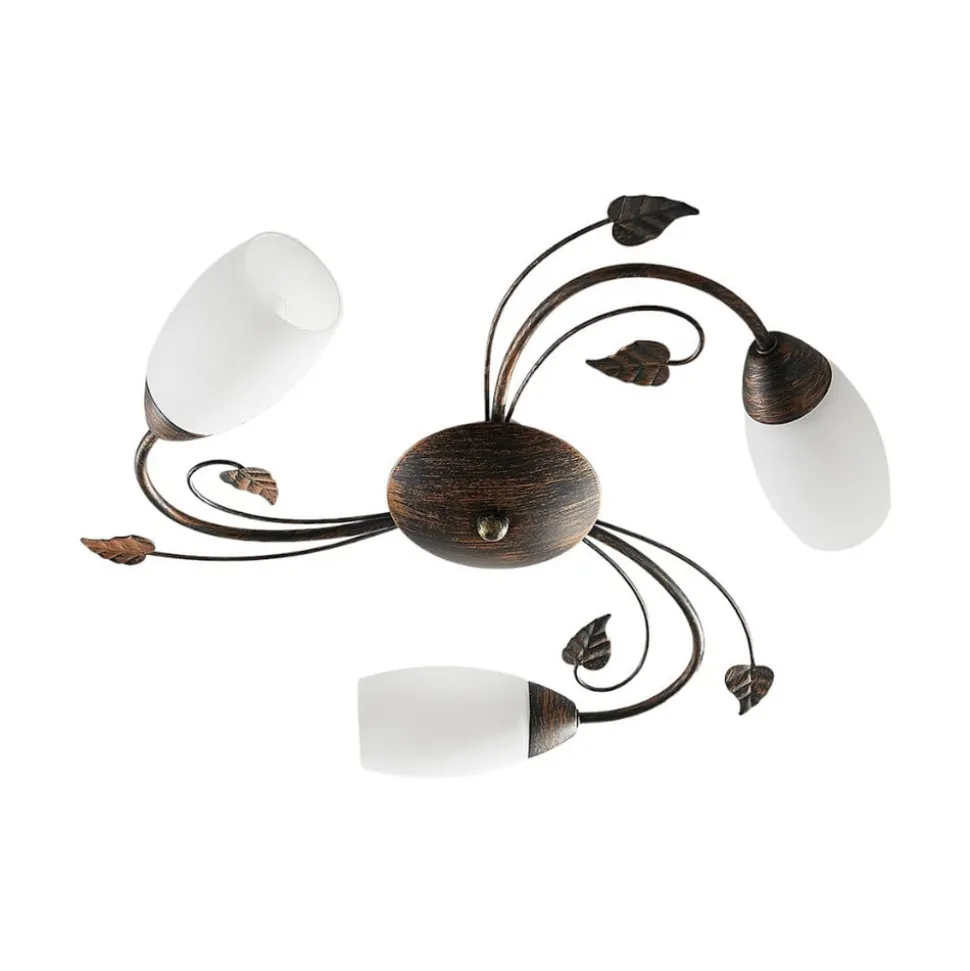 Lindby plafondlamp Stefania, 3-lamps, Ø 46 cm, zwart/goud