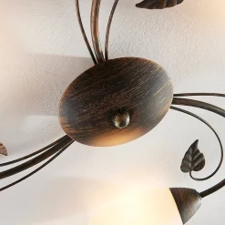 Lindby plafondlamp Stefania, 3-lamps, Ø 46 cm, zwart/goud