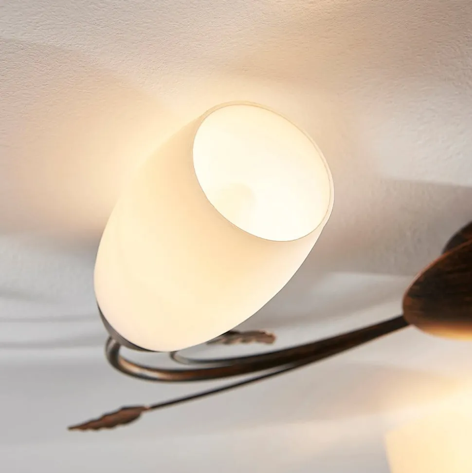 Lindby plafondlamp Stefania, 3-lamps, Ø 46 cm, zwart/goud