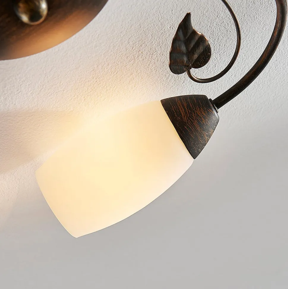 Lindby plafondlamp Stefania, 3-lamps, Ø 46 cm, zwart/goud