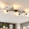 Lindby plafondlamp Stefania, 6-lamps, zwart/goud, 68cm