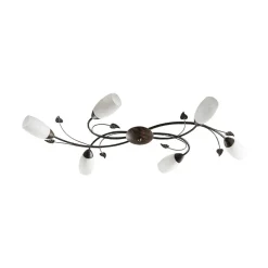 Lindby plafondlamp Stefania, 6-lamps, zwart/goud, 68cm