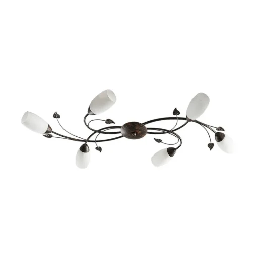 Lindby plafondlamp Stefania, 6-lamps, zwart/goud, 68cm