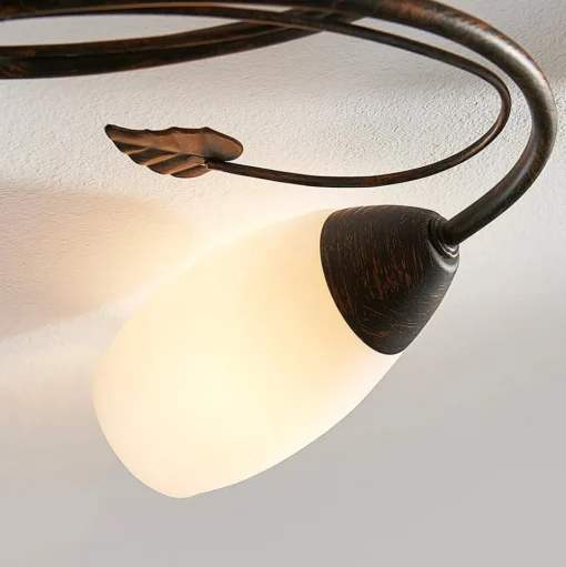 Lindby plafondlamp Stefania, 6-lamps, zwart/goud, 68cm