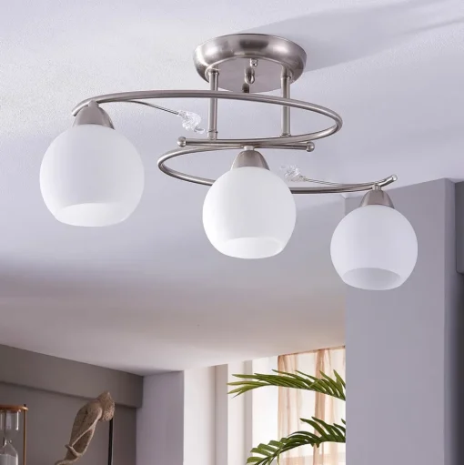 Lindby plafondlamp Svean, 3-vlams, wit, glas, lengte 60 cm