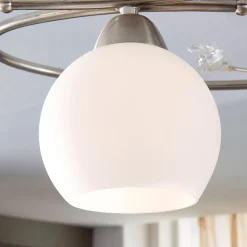 Lindby plafondlamp Svean, 3-vlams, wit, glas, lengte 60 cm