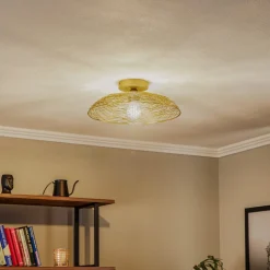 Lindby plafondlamp Thorian, Ø 40 cm, goudkleurig, ijzer
