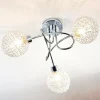 Lindby plafondlamp Ticino, Ø 40 cm, chroom, glas, metaal