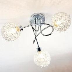 Lindby plafondlamp Ticino, Ø 40 cm, chroom, glas, metaal