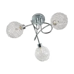 Lindby plafondlamp Ticino, Ø 40 cm, chroom, glas, metaal