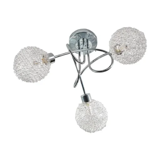 Lindby plafondlamp Ticino, Ø 40 cm, chroom, glas, metaal