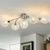 Lindby plafondlamp Ticino, 65 cm, 5-lamps, metaal, glas