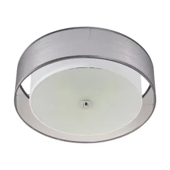 Lindby plafondlamp Tobia, grijs, textiel, Ø 50 cm, E27