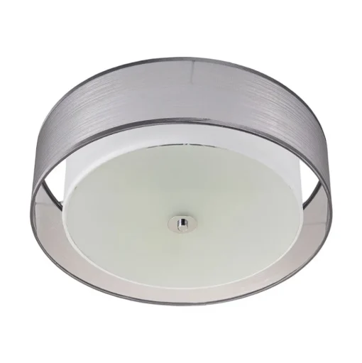 Lindby plafondlamp Tobia, grijs, textiel, Ø 50 cm, E27