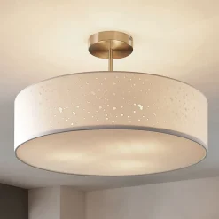 Lindby plafondlamp Umma, afstand, wit, stof, Ø 50 cm, E27
