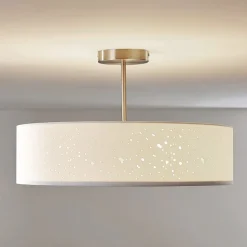 Lindby plafondlamp Umma, afstand, wit, stof, Ø 50 cm, E27