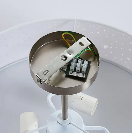 Lindby plafondlamp Umma, afstand, wit, stof, Ø 50 cm, E27