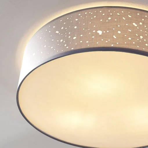 Lindby plafondlamp Umma, grijs, stof, Ø 50 cm, E27