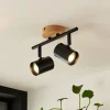 Lindby plafondlamp Xiomara, 2-lamps, 27 cm lang, hout
