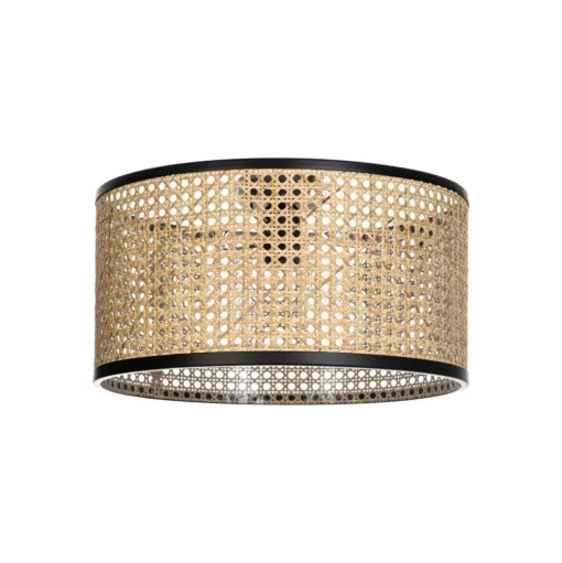 Lindby plafondlamp Yaelle, 22 cm hoog, rotan, zwart, E27