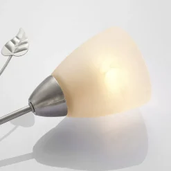 Lindby plafondlamp Yannie, 6-lamps, 106 cm, nikkel/wit, glas