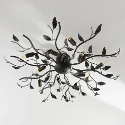 Lindby plafondlamp Yos, 10-lamps, 95 cm, zwart-koper, E14